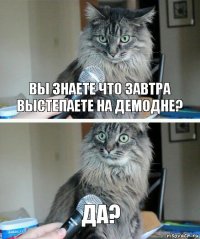 вы знаете что завтра выстепаете на демодне? да?