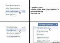 С добрым утром
Сегодня целый день будет солнышко и небольшой ветер
Удачного дня