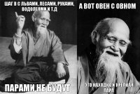 Шаг в с львами, лесами, руками, водолеями и т.д Парами не будут А вот овен с овном Это находка и крепкая пара