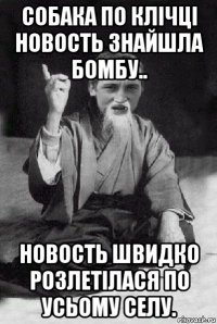 собака по клічці новость знайшла бомбу.. новость швидко розлетілася по усьому селу.