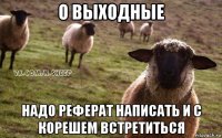 о выходные надо реферат написать и с корешем встретиться