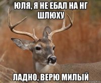 юля, я не ебал на нг шлюху ладно, верю милый