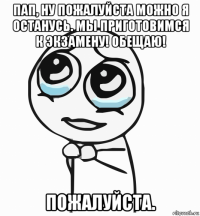 пап, ну пожалуйста можно я останусь. мы приготовимся к экзамену! обещаю! пожалуйста.