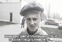  какие у вас замечательнейшие котлы,не соизолите ли дать примерить?.......