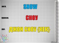 Snow сноу Джон Сноу {кек}