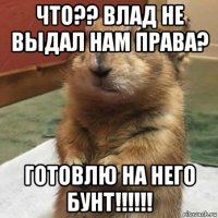 что?? влад не выдал нам права? готовлю на него бунт!!!!!!