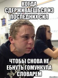 когда сдерживаешься из последних сил чтобы снова не ебнуть гомункула словарем