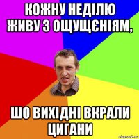 кожну неділю живу з ощущєніям, шо вихідні вкрали цигани