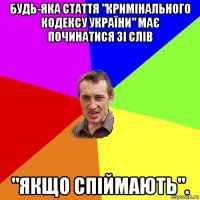 будь-яка стаття "кримінального кодексу україни" має починатися зі слів "якщо спіймають".