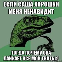 если саша хорошун меня ненавидит тогда почему она лайкает все мои твиты?