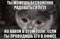 ты можешь бесконечно радоваться лету но какой в этом толк , если ты проводишь его в офисе