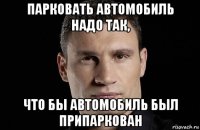 парковать автомобиль надо так, что бы автомобиль был припаркован