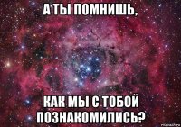 а ты помнишь, как мы с тобой познакомились?