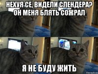 нехуя се, видели слендера? он меня блять сожрал я не буду жить