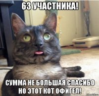 63 участника! сумма не большая спасибо но этот кот офигел!