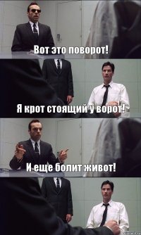 Вот это поворот! Я крот стоящий у ворот! И еще болит живот! 