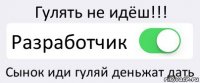 Гулять не идёш!!! Разработчик Сынок иди гуляй деньжат дать