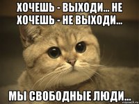 хочешь - выходи... не хочешь - не выходи... мы свободные люди...