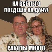 на всё лето поедешь на дачу! работы много