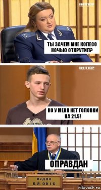 Ты зачем мне колесо ночью открутил? Но у меня нет головки на 21.5! Оправдан