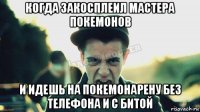 когда закосплеил мастера покемонов и идешь на покемонарену без телефона и с битой