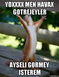 yoxxxx men havax gotrejeyler ayseli gormey isterem