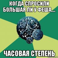 когда спросили большая ли у феша.... часовая степень