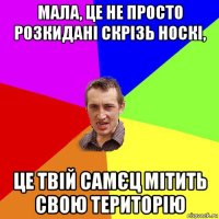 мала, це не просто розкидані скрізь носкі, це твій самєц мітить свою територію