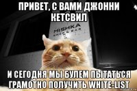 привет, с вами джонни кетсвил и сегодня мы булем пытаться грамотно получить white-list