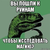 вы пошли к руинам чтобы исследовать магию?