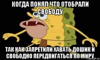 когда понял что отобрали свободу так как запретили хавать дошик и свободно передвигаться по миру