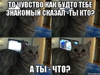 то чувство как будто тебе знакомый сказал -ты кто? а ты - что?