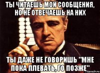 ты читаешь мои сообщения, но не отвечаешь на них ты даже не говоришь "мне пока плевать, го позже"