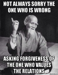 not always sorry the one who is wrong asking forgiveness of the one who values the relations