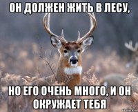 он должен жить в лесу, но его очень много, и он окружает тебя