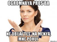 ogromnaya pros'ba ne obijai'tes' na menya, mne pohui'