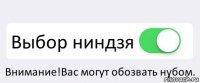  Выбор ниндзя Внимание!Вас могут обозвать нубом.