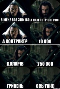 В мене все зно 180 А нам потрібні 190+ А контракт? 10 000 доларів 250 000 гривень ось так!)