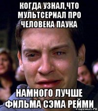 когда узнал,что мультсериал про человека паука намного лучше фильма сэма рейми