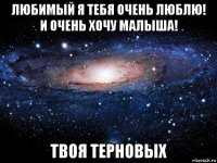 любимый я тебя очень люблю! и очень хочу малыша! твоя терновых