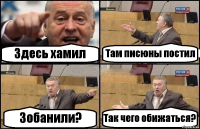 Здесь хамил Там писюны постил Зобанили? Так чего обижаться?