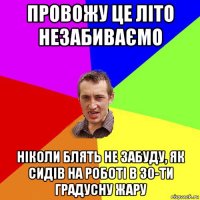 провожу це літо незабиваємо ніколи блять не забуду, як сидів на роботі в 30-ти градусну жару