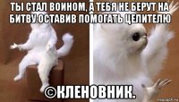 ты стал воином, а тебя не берут на битву оставив помогать целителю ©кленовник.