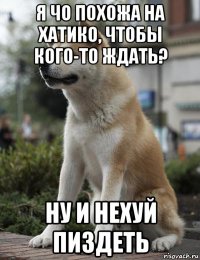 я чо похожа на хатико, чтобы кого-то ждать? ну и нехуй пиздеть