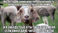 мы потушим синий winston об искренность, погибая в одиночестве не близкими и я забуду тебя, а ты забудешь меня если никогда не читать переписки