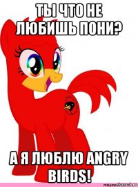 ты что не любишь пони? а я люблю angry birds!