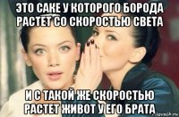 это саке у которого борода растет со скоростью света и с такой же скоростью растет живот у его брата