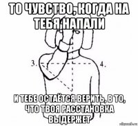 то чувство, когда на тебя напали и тебе остаётся верить, в то, что твоя расстановка выдержет