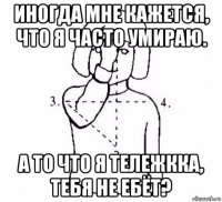 иногда мне кажется, что я часто умираю. а то что я тележкка, тебя не ебёт?