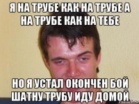 я на трубе как на трубе а на трубе как на тебе но я устал окончен бой шатну трубу иду домой